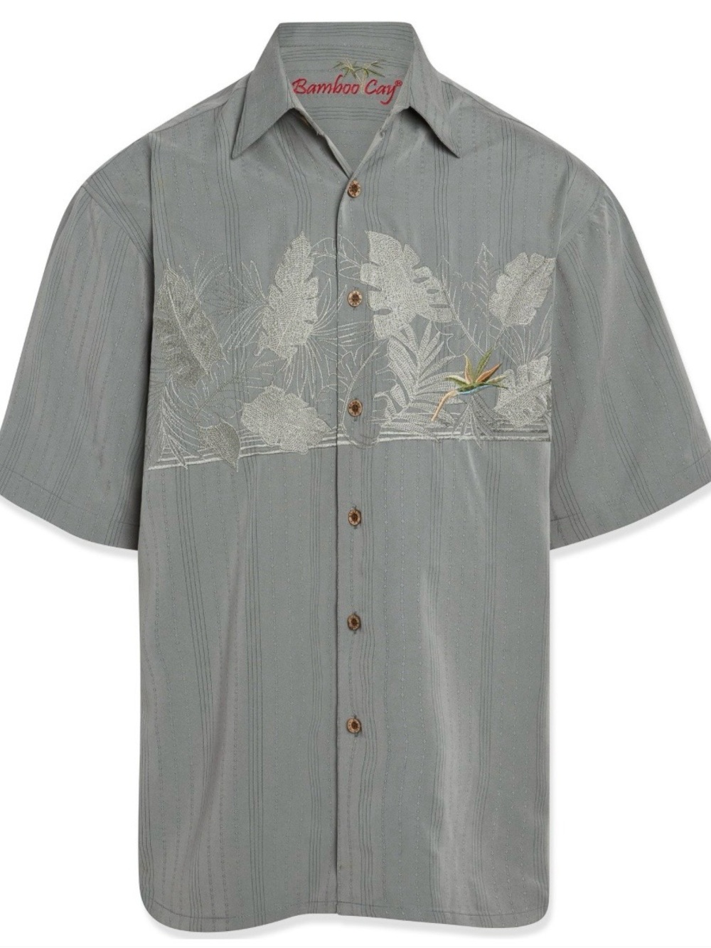 Bamboo Cay Chest Bird of Paradise Embroidered Shirt Sz Medium Tropical
